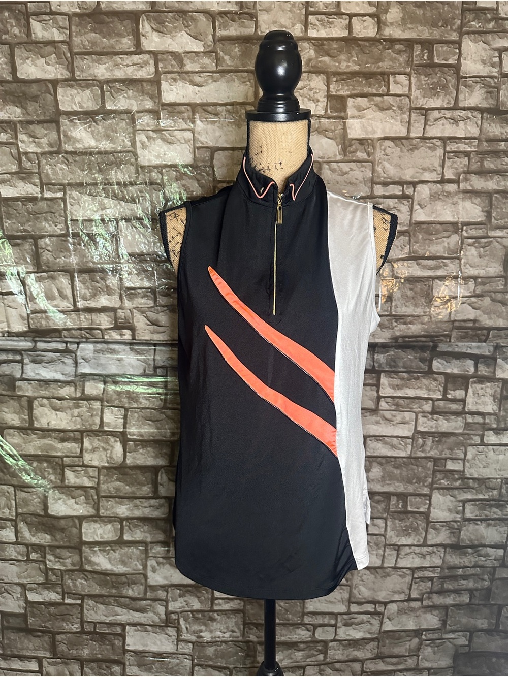 Jamie Sadock Sleeveless 1/4 Zip Collared Golf Shirt Size Large